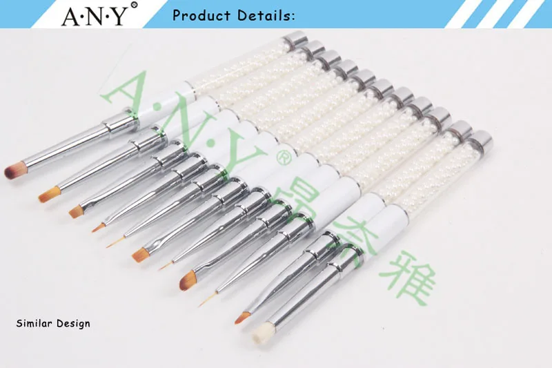 

2016 ANY Fashion Design Pearl Acrylic Handle Nylon Hair Nail One Stroke Brush With Cap 10PCS/Lot