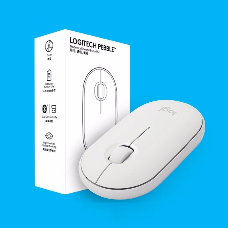 Беспроводная мышь Logitech PEBBLE Bluetooth с двойным подключением бесшумные мыши 1000 DPI Portabl