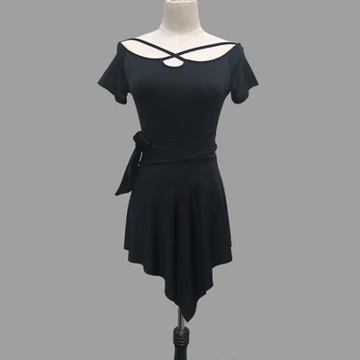 black short skirt Модный костюм для взрослых латинских танцев, бальных танцев, одежда для тренировок, выступлений, сексуальная юбка для латинских танцев для женщин/женщин - Цвет: black short skirt