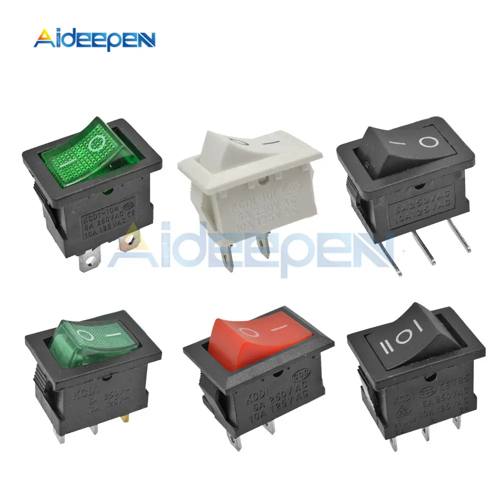 

5PCS KCD1 Rocker Switch Boat Switch On-Off On-Off-On Button 2 Pins 3 Pins 4 Pins 6 Pins Light Switch 6A 250V/10A 125V 15*21mm