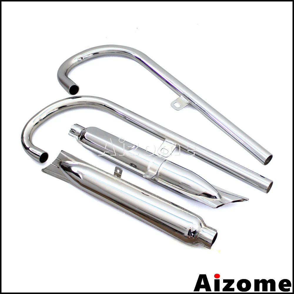 1 Set 24HP Motorcycle Exhaust Muffler 750cc Chrome Retro Fish Tail Pipes For BMW K750 M1 M72 R71 R12 Dnepr MT12 Side Car | Автомобили и