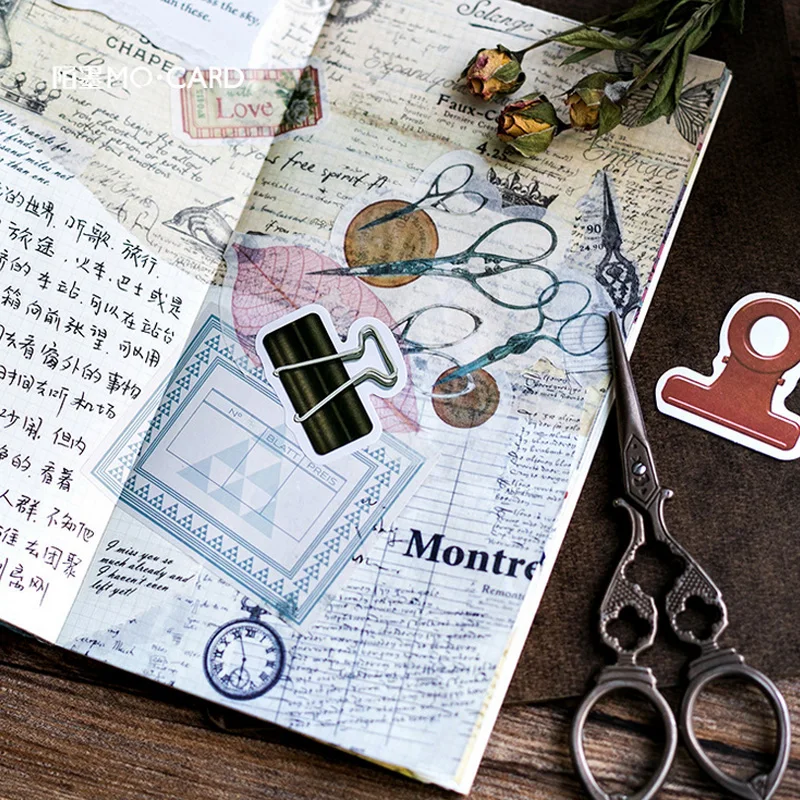 45 шт./кор. Винтаж творчества зажим бумажный стикер посылка DIY дневник декоративные наклейки альбом для скрапбукинга