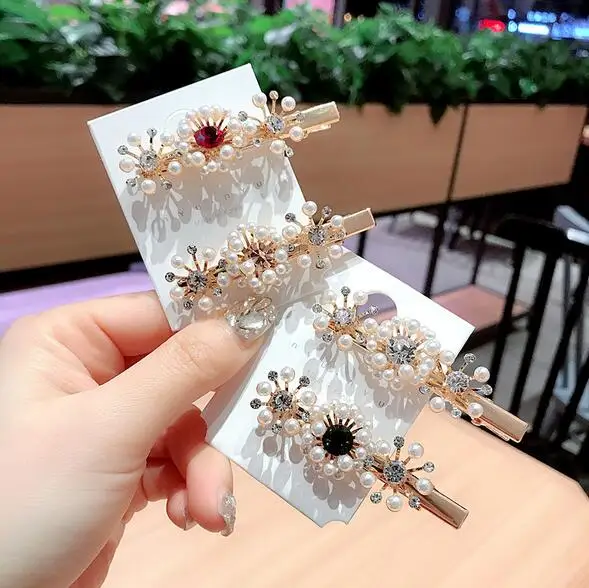 2019 Модный с кристаллами со стразами заколки для волос женщин жемчугом и цветами