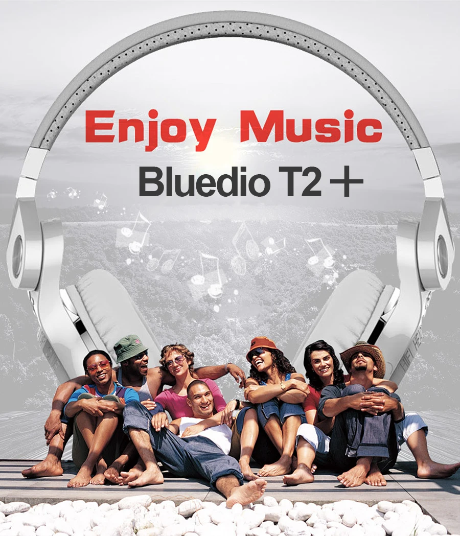 Bluedio T2+ мощный бас стерео Bluetooth 5,0 наушники Беспроводная гарнитура Поддержка FM радио Micro-SD карта воспроизведения с микрофоном