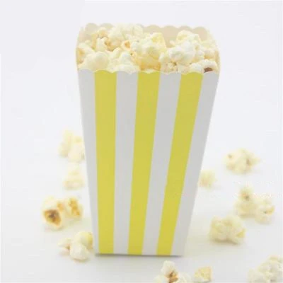 10pcs Yellow stripe Мультяшные одноразовые бумажные стаканчики для дня рождения, коробка для попкорна, Детские Вечерние Декорации для детского праздника на день рождения - Цвет: 10pcs Yellow stripe