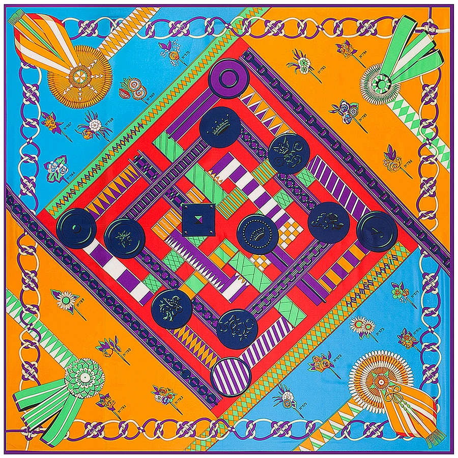 130cm*130cm 100% Silk Euro Brand Style Women Geometric quadrate Chain Printed Square Scarf Femal Fashion Shawls |