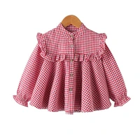 dfxd korean children clothes 2018 autumn teen girls long sleeve plaid shirt kids cotton single breasted blouse for 2 10years