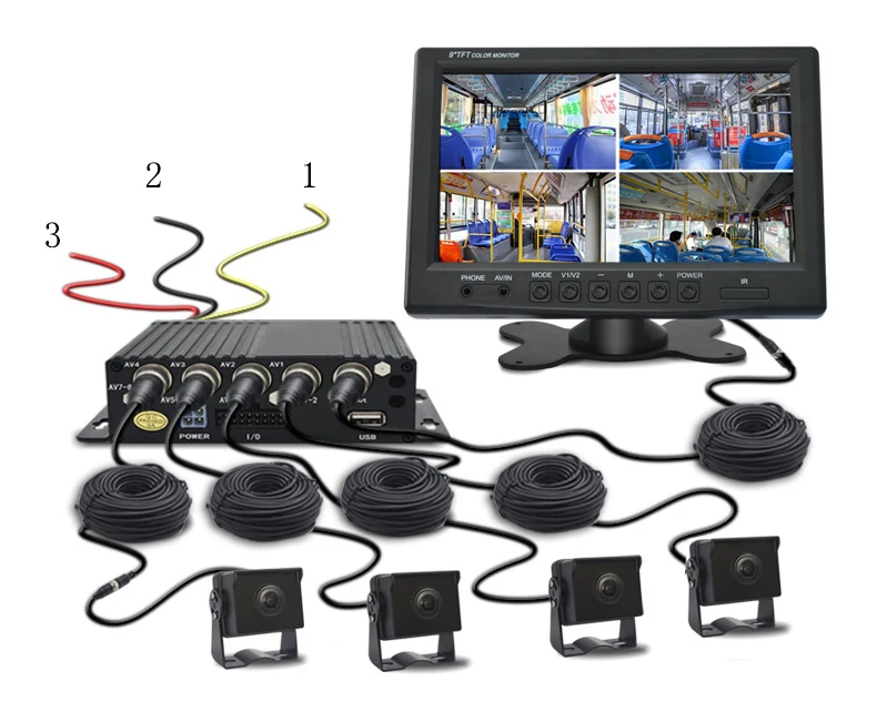 QXNY DC12V-24V " ЖК-дисплей 4CH видео вход Автомобильный видео монитор для фронтальной камеры заднего вида камера Quad split экран 13 Режим дисплей SD MDVR