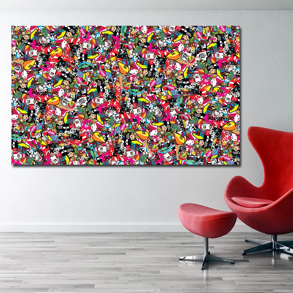 Самоотверженно Абстрактная живопись Красочные Стиль Wall Art принты Картина на