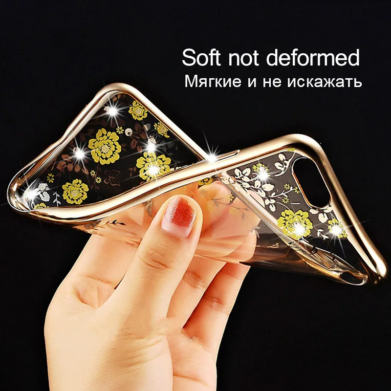 Прозрачный чехол для iPhone 6 6S 7 Plus 8 Роскошные Алмазный Обложка ТПУ силиконовое