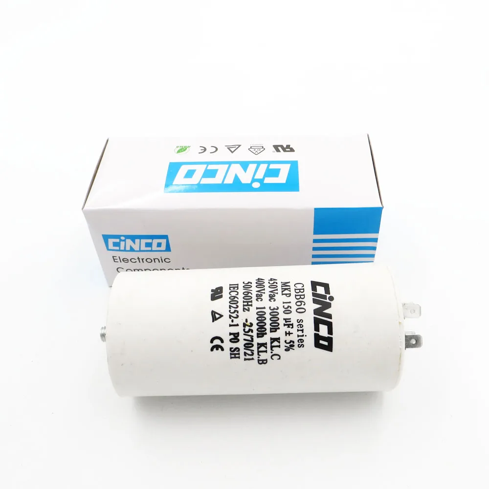 150UF 400V 450V CBB60 Motor Run Capacitor wire SH DB Polypropylene Film Ac 450VAC Water Pump electrical engine 150mfd 150mf |