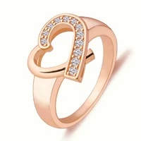 2019 elegant temperament rings love heart filled with clear crystal rose gold color finger rings for women engagement jewellry