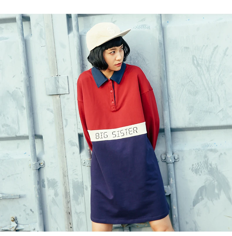 Новинка весна 2017 женское платье с длинным рукавом модное отложным воротником