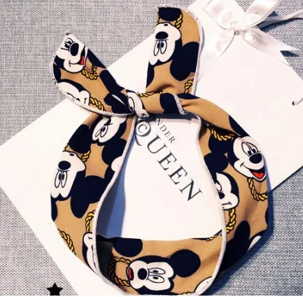 Brown New Mickey Ears Headband Cartoon Minnie ears christmas Headband Bow Modeling Girl Hair Accessories Birthday Party Celebration - Цвет: Brown