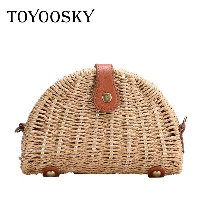 TOYOOSKY 2018 новые модные женские соломенные сумки полукруглая сумка на плечо