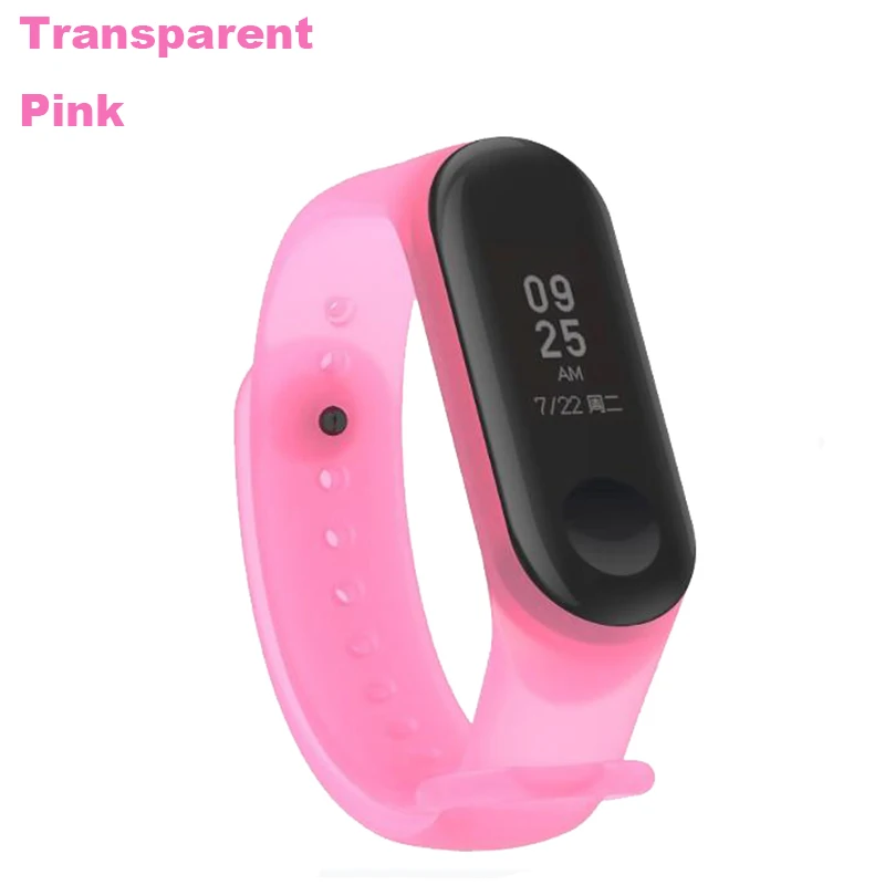 Transparent Pink Прозрачный mi band 3 ремешок для xiaomi mi3 смарт-браслет в едином положении во время занятий легкой атлетикой для mi band 3 ремешок замена силиконовые аксессуары - Цвет: Transparent Pink