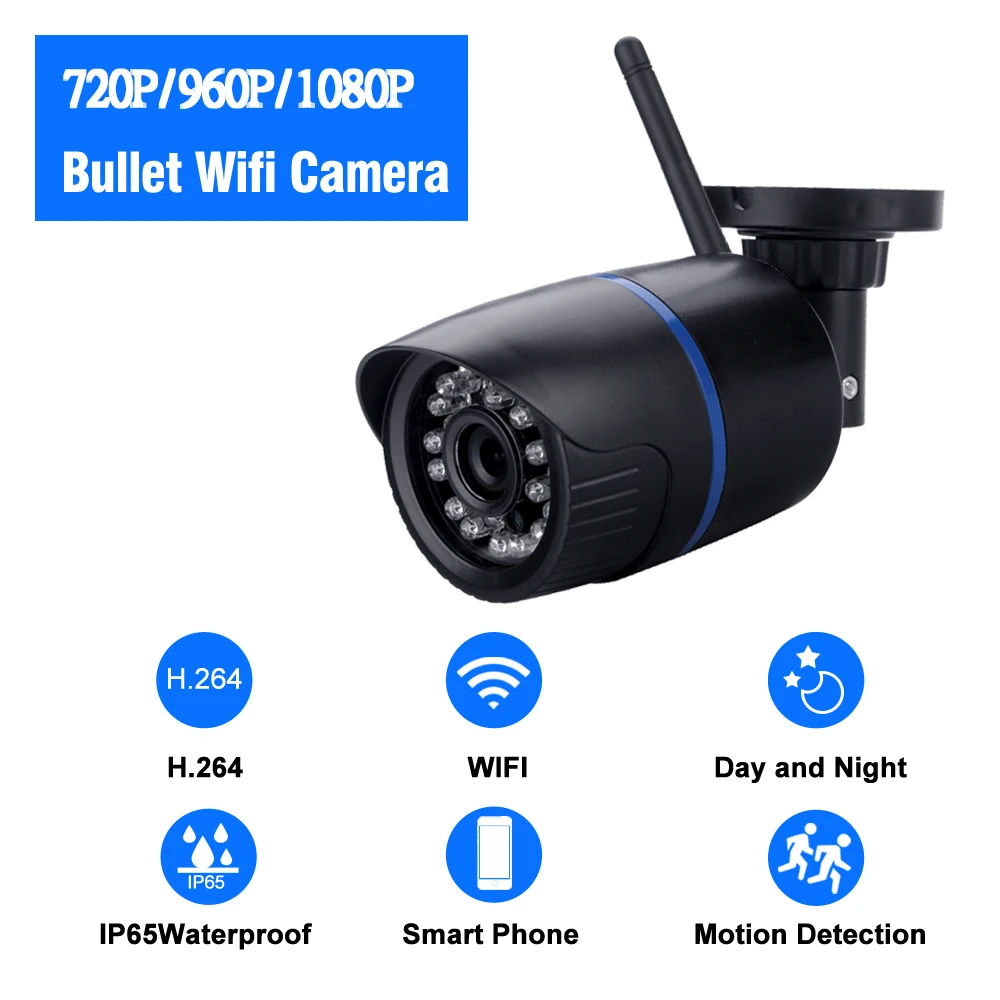 720P HD Обнаружение движения пуля камера P2P ONVIF беспроводная Проводная ip-камера WifI ИК