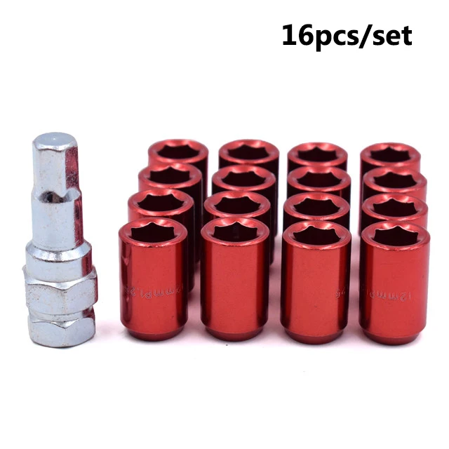 Red 16pcs 32 мм M12x1.5/1,25 гоночное автомобильное колесо гайки колесные диски гайки автомобильные аксессуары - Название цвета: Red 16pcs