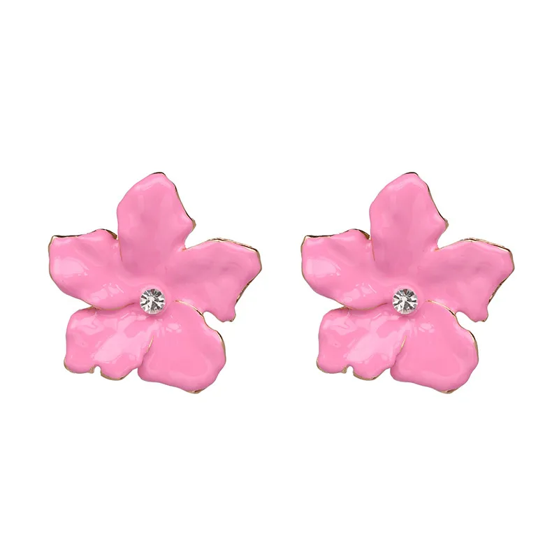 Pink JUJIA,, трендовые милые ювелирные серьги-гвоздики для женщин, милые массивные серьги в виде цветка, бижутерия - Окраска металла: Pink