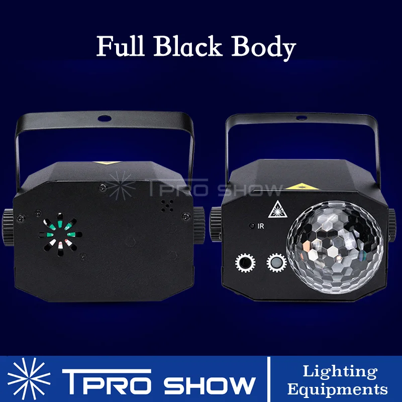 Black RGB кристалл волшебный шар LED этап 16 режим мини диско лазерный луч света орган управления звуком цвет удаленного рождества лазерный проектор - Цвет: Black