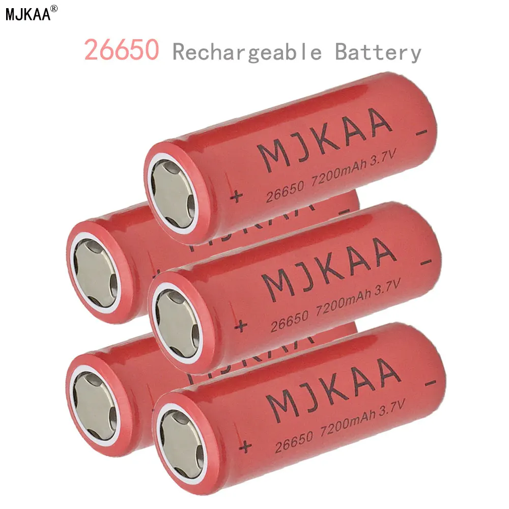MJKAA Высокая емкость 7200mAh 3 7 V 26650 литий ионная аккумуляторная батарея Baterias Bateria для