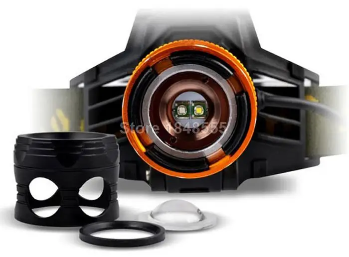 

2015 new frontal LED head flashlight head torch Headlamp 2 LED Lamp Waterproof With Charger 18650 Battery fishing light