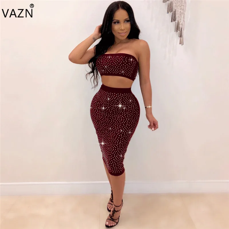 VAZN 2019 Весна Горячая модные пикантные Для женщин Сплошной 3 цвета Комплект из 2