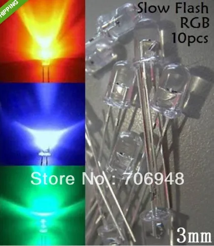 Микс водяных прозрачных 3 мм медленно выцветающих светодиодов|fade|fade color |