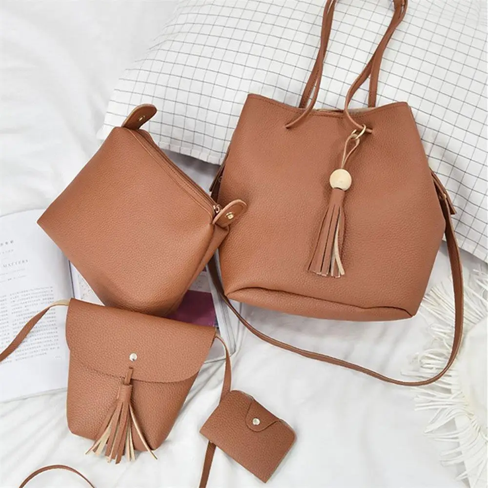 4 шт. Женская Повседневная кожаная сумка с верхней ручкой Сумка через плечо