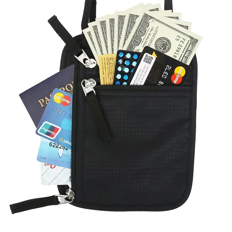 Дорожная сумка для шеи держатель паспорта RFID блокировка кошелек потайные - Фото №1