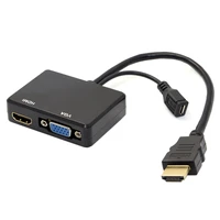 cy hdmi compatible to vga hdmi compatible female splitter with audio video cable adapter converter for hdtv pc monitor
