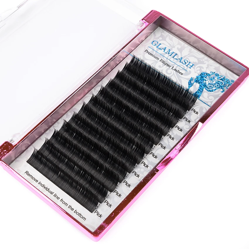 Накладные ресницы GLAMLASH 2 чехла норка черный Ellipse для наращивания ресниц