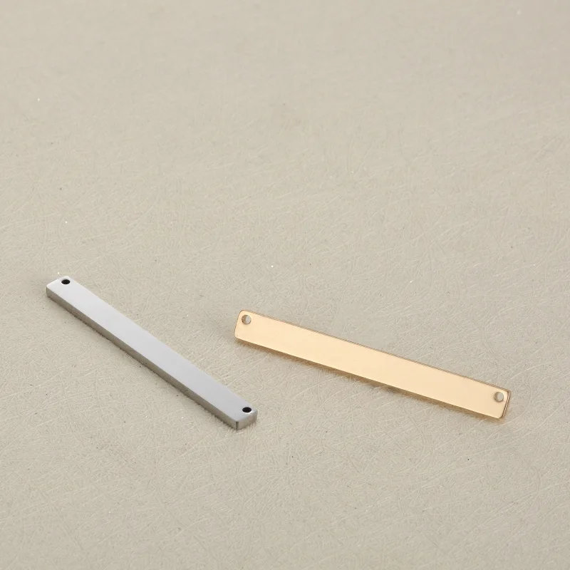 

Stainless Steel Rectangular Double Hole Bar Pendant Simple Charms 4*40mm Women Jewelry Accessories For Customized Necklace