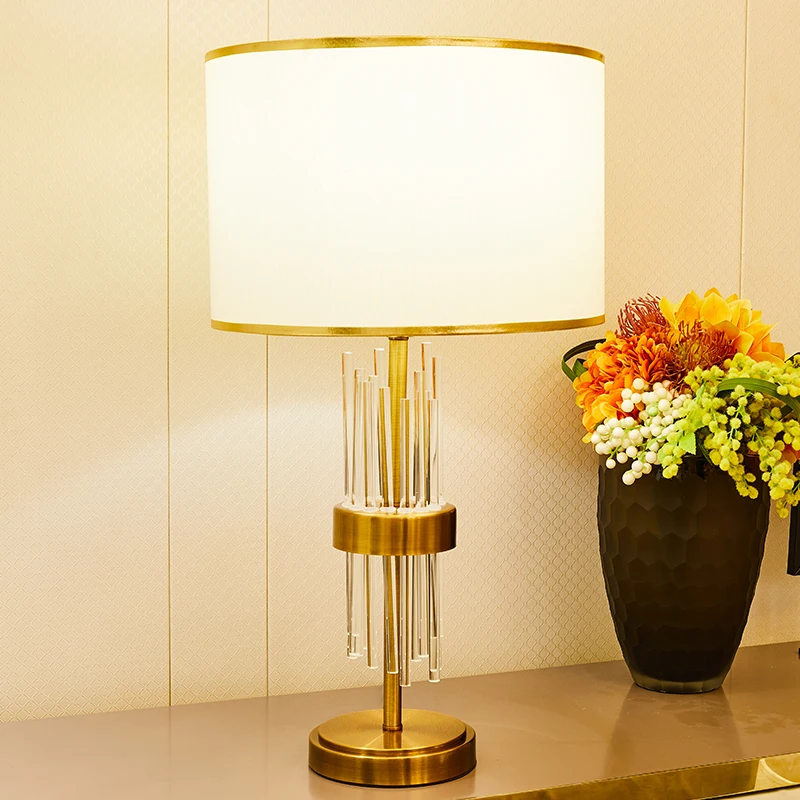 Прозрачный Стекло полоски настольные лампы для Спальня Гостиная Золотой Цвет