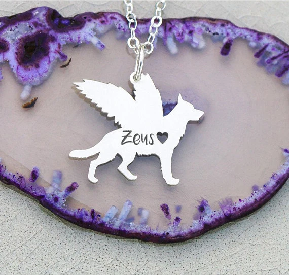 

Personalized Winged Angel Dog Loss Necklace German Shepherd Pet Loss Necklaces Drop Shipping Accepted YP6079