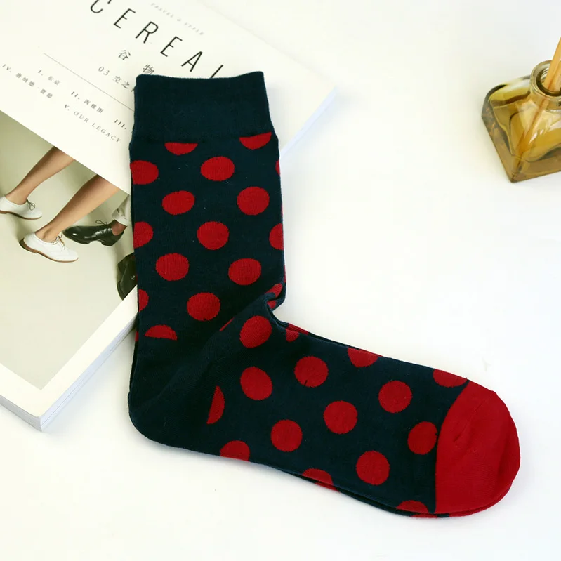 6 пар Для женщин Для мужчин носок Повседневное узором в горошек Happy Sock Excellrnt качество хлопок с оборками Лидер продаж Гольфы Meias