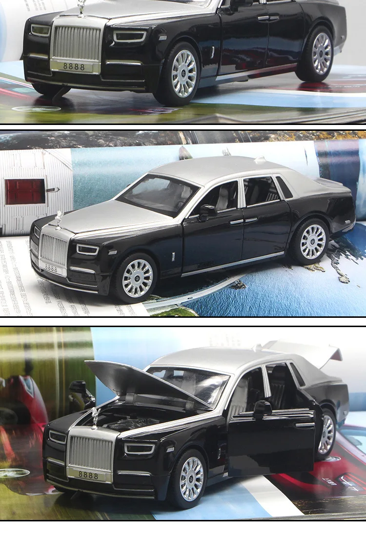 1:28 Rolls Royce, роскошная модель, модель автомобиля из сплава, звук и светильник, оттягивающая 6 дверей, эксклюзивная модель автомобиля