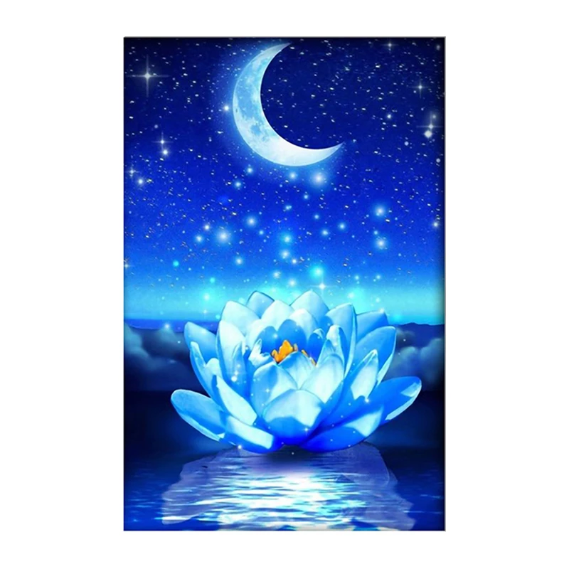 

Алмазная 5D картина «сделай сам», вышивка со звездным небом, голубым лотосом, полная вышивка крестиком, стразы, мозаика, домашний декор, подар...