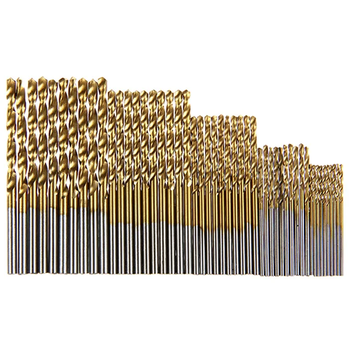 Gold 50 шт. 1/1. 5/2/2,5/3 мм HSS земельный шнек сверлы, спиральные сверла по металлу комплект сверло с цилиндрическим хвостовиком сверло - Цвет: Gold