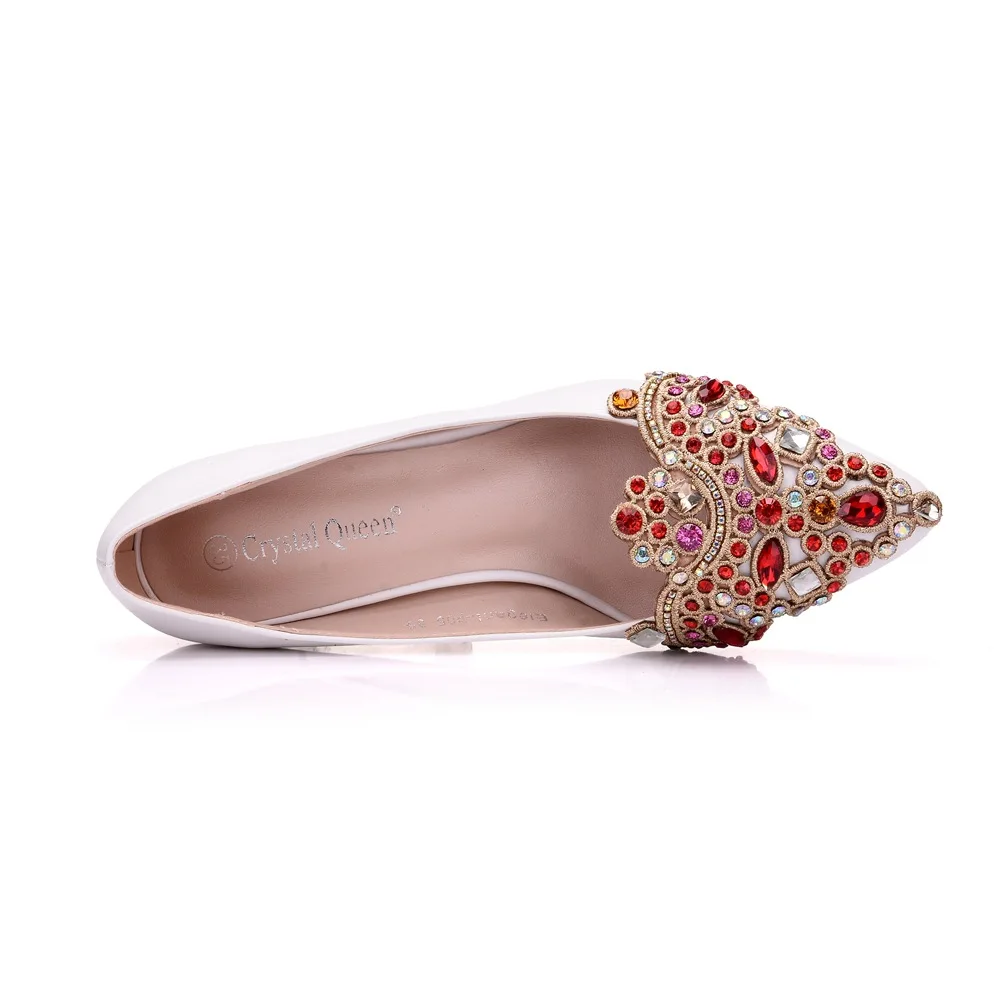 Стразы Свадебная обувь на шнуровке белого цвета Весна 2021 и высоком
