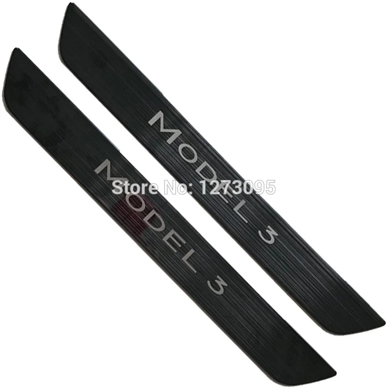 2pcs Front Black Для Tesla модель 3 Нержавеющая Накладка на порог автомобиля Защита Накладка на педаль аксессуары для автомобиля - Цвет: 2pcs Front Black