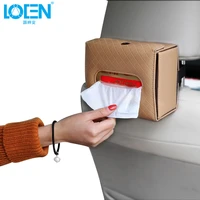 loen 1pc sheepskin foldable car tissue box auto seat back tissue box for home office car stowing tidying interior accessories