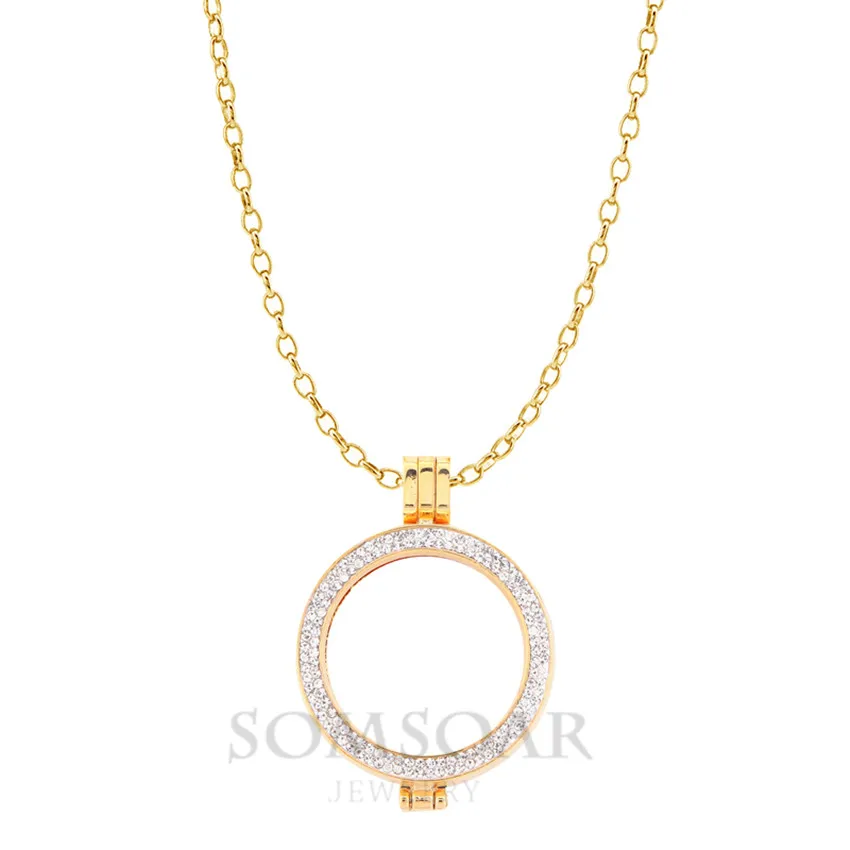 Ожерелье с кулоном My Moneda 10 шт./лот 35 мм двойной Хрустальный держатель для монет из