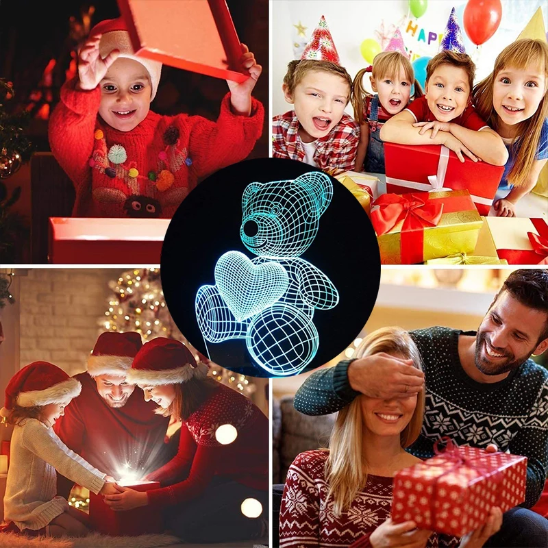 3D Night Light Touch Led Table Lamp 7 Color Changing Optical Illusion For Kids Gift Xmas Holiday Party Desk | Лампы и освещение