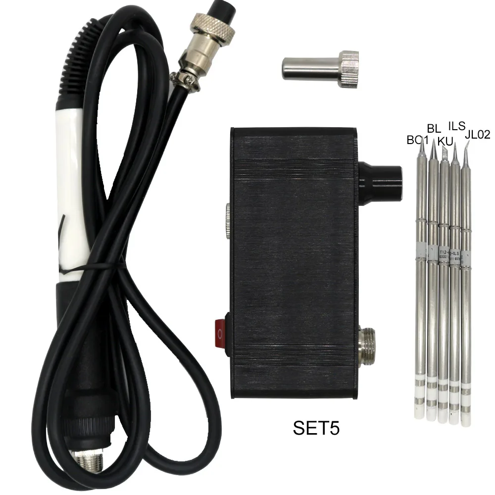 SET5 Паяльная станция STM32-OLED T12-943 1,3 дюймов с 907 ручкой и T12-K наконечниками для паяльника Многоязычная без источника питания - Цвет: SET5