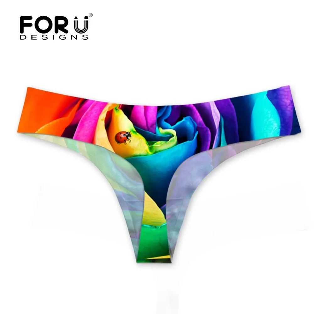 FORUDESIGNS сексуальные женские стринги нижнее белье трусики с цветочным принтом роз