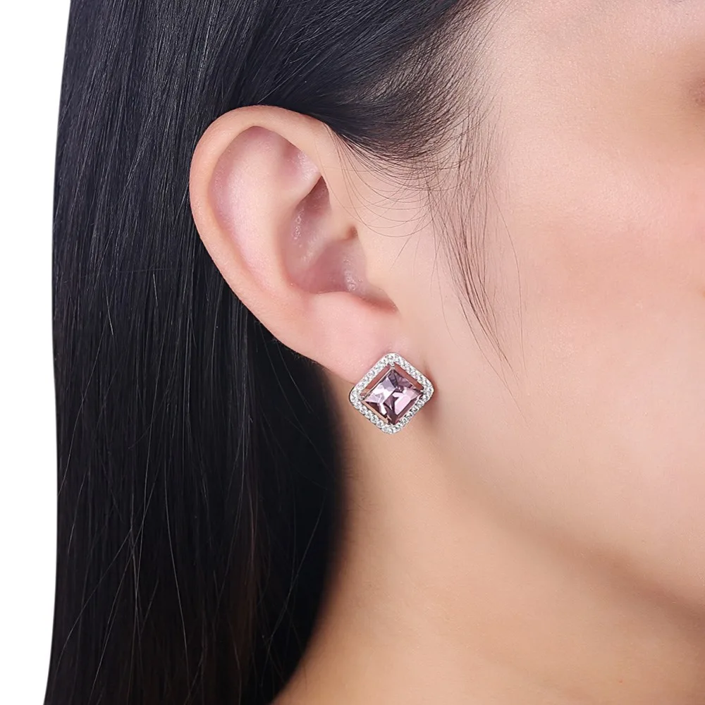 LEKANI/серьги-гвоздики с кристаллами Swarovski квадратные серьги-гвоздики из красного и