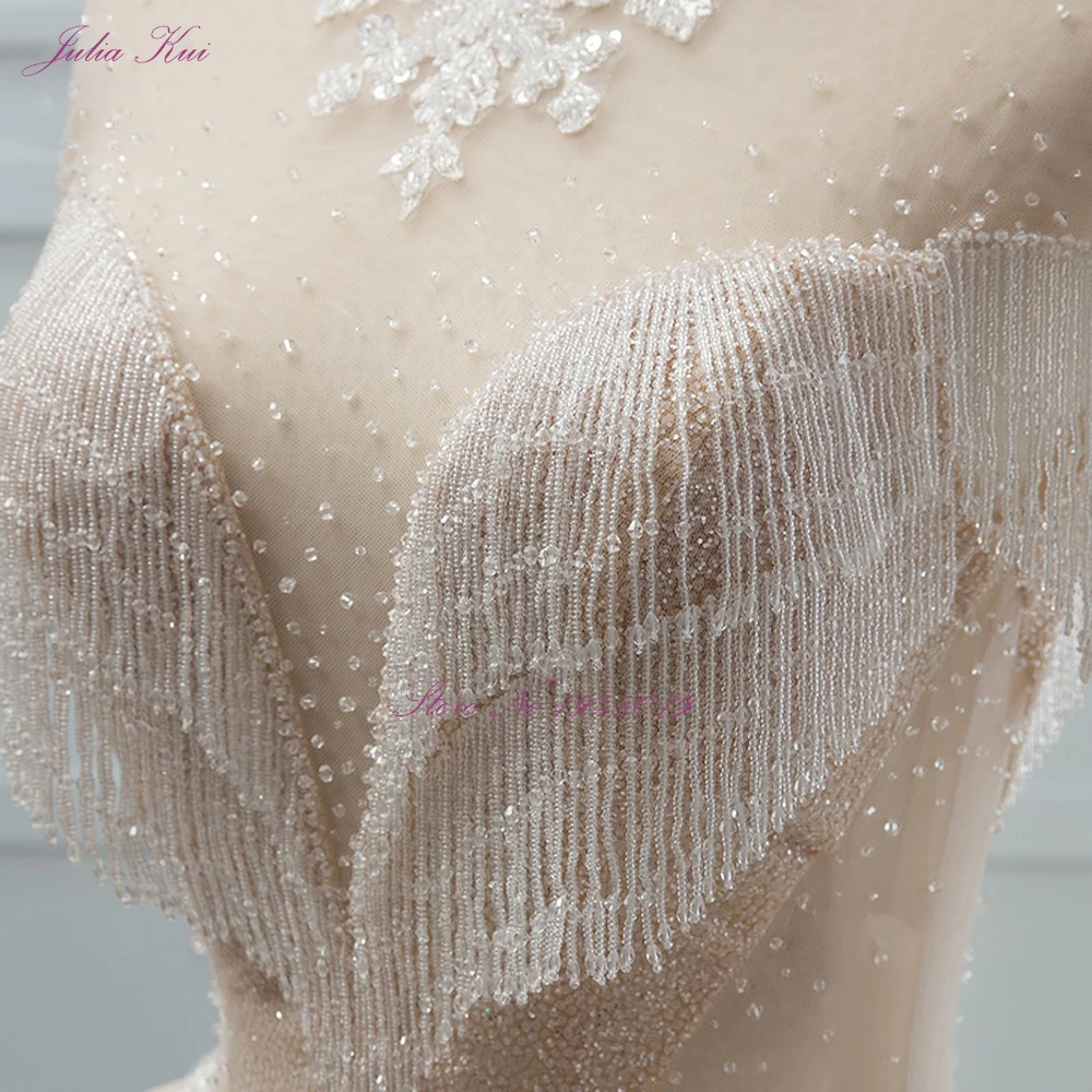 Julia Kui бальное платье с блестящей вышивкой и кисточками расшитое бисером высоким