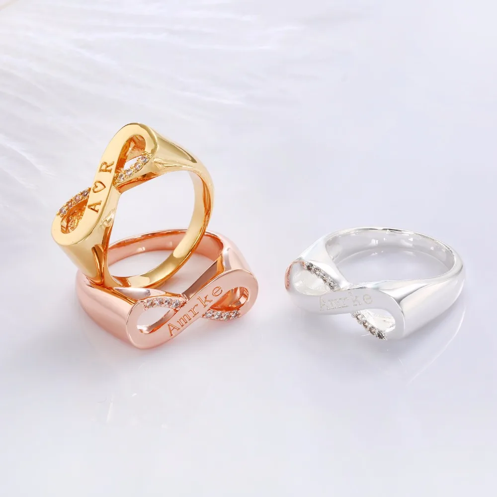 Обычай Infinityring модное медное кольцо Kristal Ringen Goud Kleur Infinity Statement sieraden Groothandel
