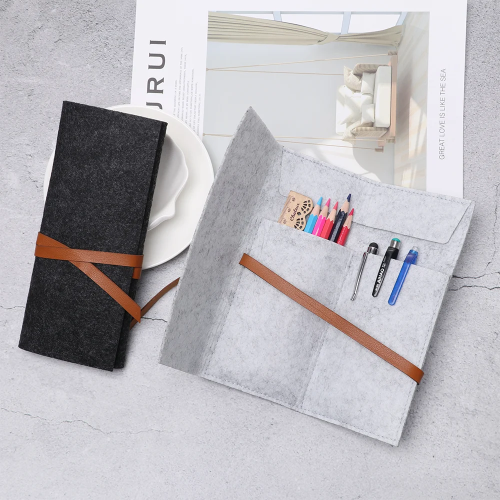 Фетровая сумка для карандашей черный серый тканевый чехол школьные и офисные